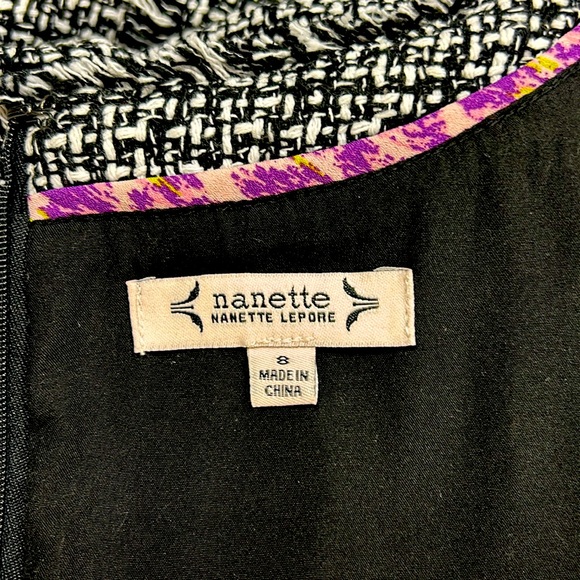 NWT Nanette Lepore Black and White Tweed Dress, Size 8 - Picture 6 of 6